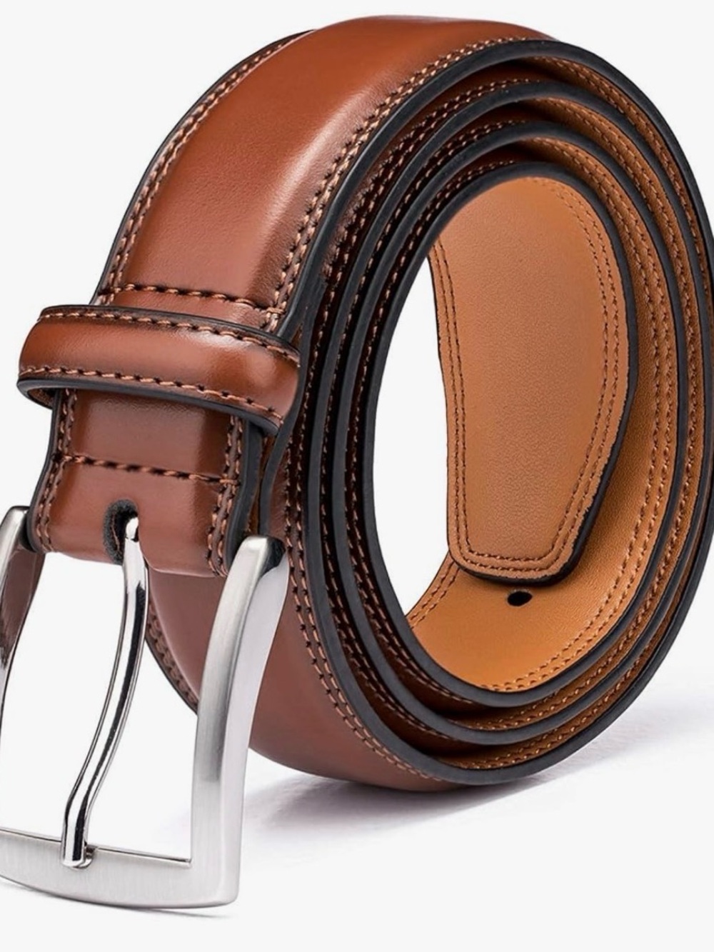 Men’s KM Legend Mens Leather Dress Belt. Brown with silver buckle. Size 36 NWOT